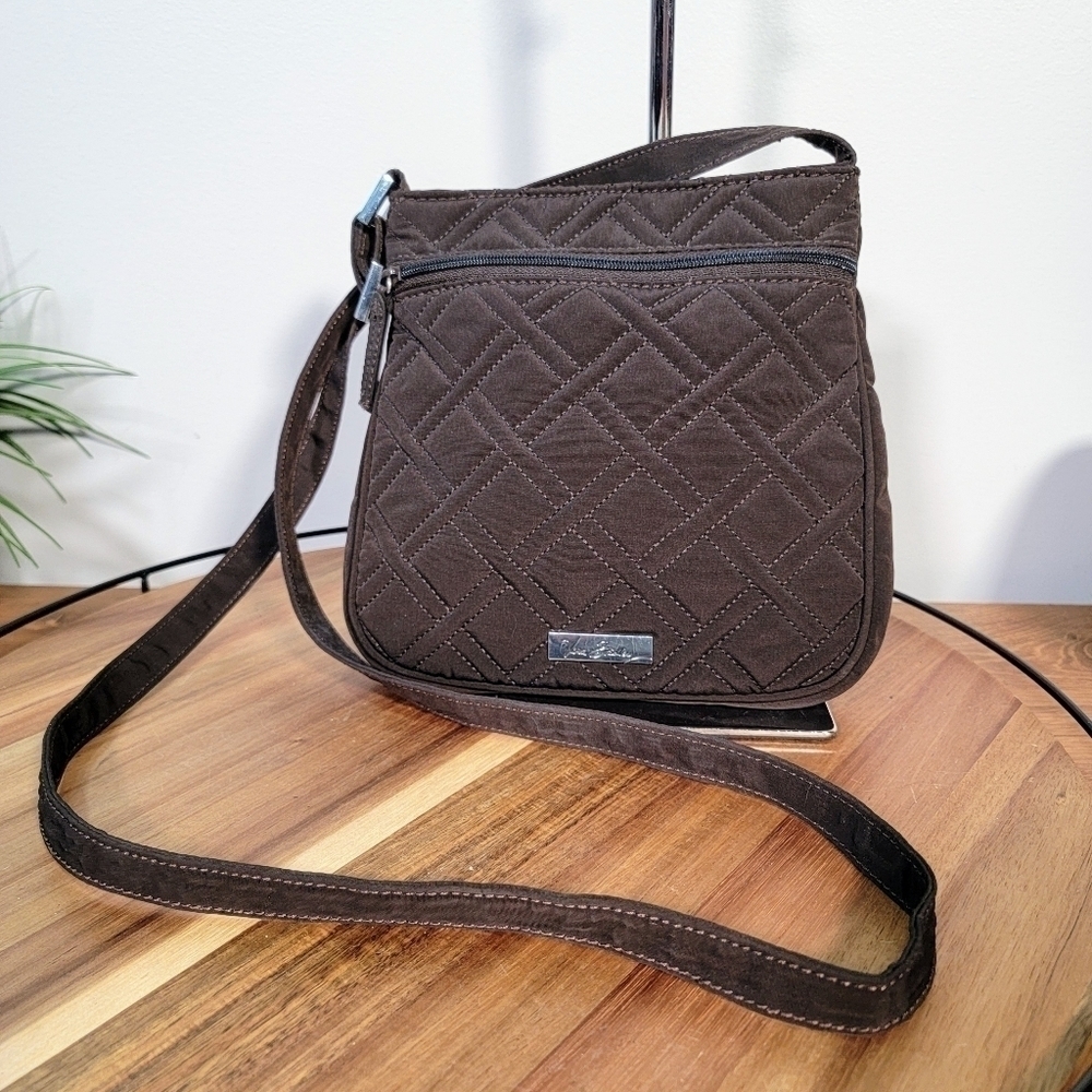 Vera Bradley Espresso Hipster Double zip Crossbody bag purse brown - Picture 3 of 16